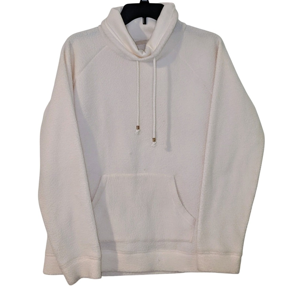Michael Kors Womens Cream Fleece Cowl Neck Hoodie Sweatshirt Ivory‎ Large